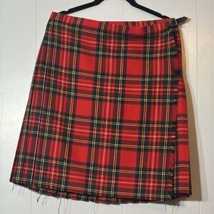 Vintage Red Tartan Kilt frayed bottom